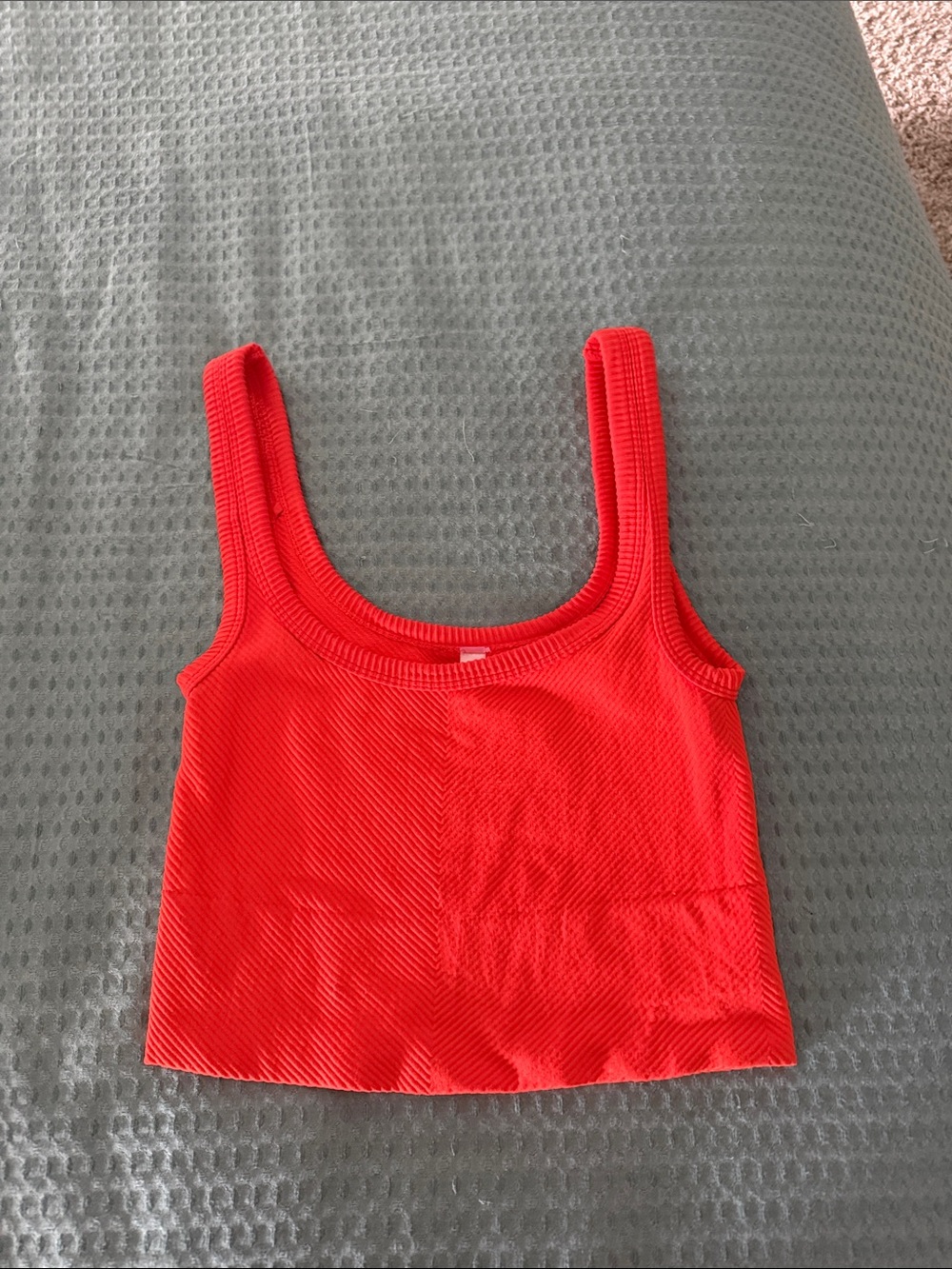 Nikibiki Vibrant Orange Ribbed Scoop Crop Tank Worn Once